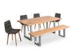 TOBAGO Sitzbank Wildeiche Holzbank Massivholzbank Bank Küchenbank Garderobenbank Esszimmerbank Baumkantenbank Baumkante 180 cm, 180 cm
