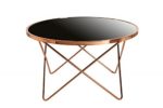 DuNord Design Couchtisch Beistelltisch PARIS 85cm Art Deco Design Glas schwarz / kupfer Retro