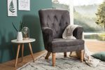 Design Sessel CONTESSA im Chesterfield Design grau Polstersessel Armlehnensessel Wohnzimmersessel
