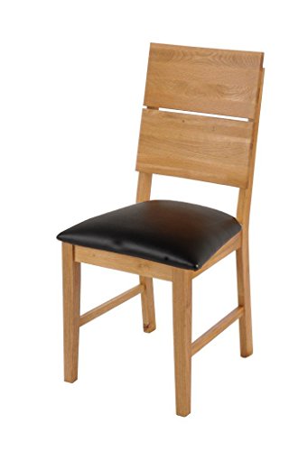 SAM® Esszimmerstuhl Hugo, Wildeiche geölt, mit schwarzem Sitzpolster, massiver Holzstuhl, pflegeleichter Stuhl