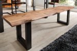 Massive Baumstamm Bank GENESIS 160cm Akazie Massivholz Baumkante Sitzbank mit Kufengestell Industrial Finish