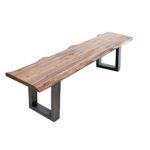Massive Baumstamm Bank GENESIS 160cm Akazie Massivholz Baumkante Sitzbank mit Kufengestell Industrial Finish