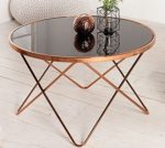 DuNord Design Couchtisch Beistelltisch PARIS 85cm Art Deco Design Glas schwarz / kupfer Retro