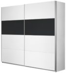 Rauch Schwebetürenschrank Weiß Alpin 2-türig , Glas Absetzung Schwarz, BxHxT 136x210x62cm