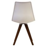 Scandi Retro Stil Designer Kunststoff Stuhl mit Walnuss Beinen, weiß, H: 82cm W: 47.5cm D: 44cm. SEAT HEIGHT 48CM