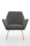 CLP Design Edelstahl Lounge-Sessel CARACAS, Stoffbezug, Polsterstärke 6 cm, Sitzhöhe 40 cm Dunkelgrau