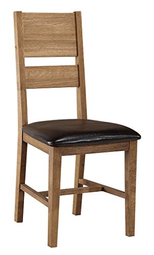 Stuhl mit Kunstlederbezug "Alimos" Wildeiche natur 72, massiv - Abmessungen: 48 x 98 x 48 cm (L x H x T)