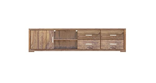 SAM® Longboard TV-Schrank White Mountain V aus Sheesham, zwei Ablageflächen, vier Schubladen, eine Tür