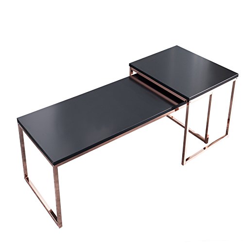 2er Set Couchtisch NOBILE schwarz matt kupfer Metall Satztische Tischset Beistelltische Wohnzimmer