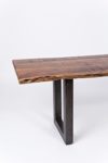 Wolf Möbel® Stilvolle Sitzbank Live edge aus Akazien-Holz, naturbelassene Optik mit einer Baumkanten-Oberfläche, Bank mit Metallbeinen aus Roheisen, nussbaum-farben, 160 x 38 cm