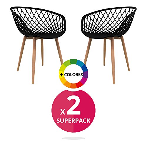Stuhl Bettbezug (Pack 2) – Stuhl Stuhl Scandi Nordic Skandinavien inspiriert Sessel Eames – Saga – (wählen Sie Ihre Farbe) Schwarz