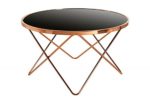 DuNord Design Couchtisch Beistelltisch PARIS 85cm Art Deco Design Glas schwarz / kupfer Retro