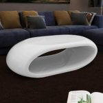 vidaXL Couchtisch Beistelltisch Kaffeetisch Fiberglas Hochglanz Hohldesign Weiß 240410