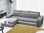 Ecksofa Flores, Couch mit Bettkasten und Schlaffunktion, Couchgarnitur , Polsterecke, Eckcouch, Design Schlafsofa