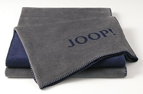 Joop 686749 Uni Doubleface Wohndecke, Fleece, schiefer / marino, Schiefer/Marino