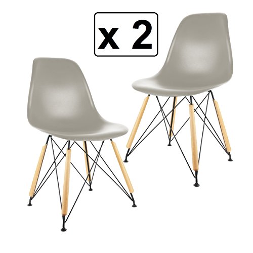 Set aus 2 Design-Stühlen in guter Qualität - skandinavischer Stil - Farbe GRAU