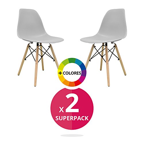 Stuhl Bettbezug (Pack 2) – Tower One – Stuhl Nordic Skandinavien inspiriert Stuhl Eames DSW Stuhl (wählen Sie Ihre Farbe) grau