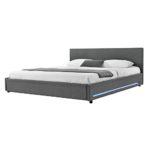 [my.bed] Elegantes LED Polsterbett - 140x200cm - (Kopfteil: Textil grau - Fuß-und Seitenteil: Textil grau) - Bett / Doppelbett / Bettgestell inkl. Lattenrost