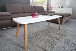 Retro Couchtisch SCANDINAVIA MEISTERSTÜCK 110cm weiß Echt Eiche skandinavisch