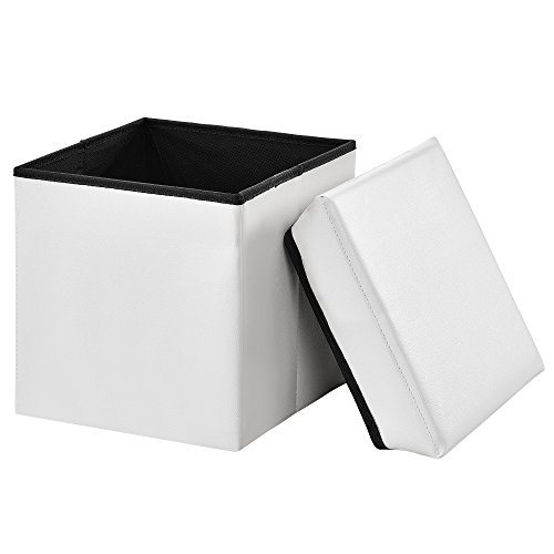 [en.casa] Faltbarer Sitzhocker (30 x 30 x 30 cm)(weiß) zugleich Aufbewahrungsbox - Größe (M)
