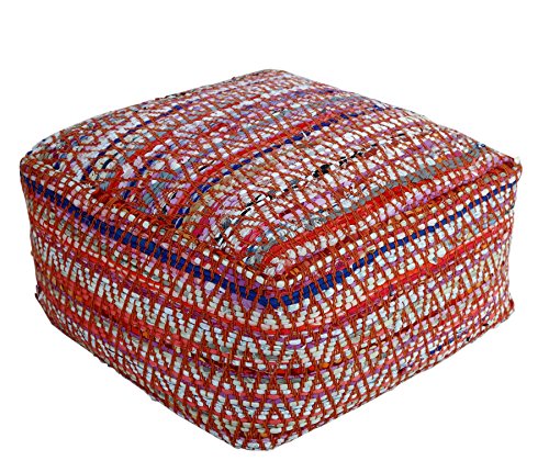 Homescapes Chindi Sitzwürfel Fußhocker quadratisch Ethno Look bunt 60 x 60 x 30 cm