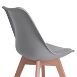 Ajie Set von 4 Stühle 52x48x82cm Trend skandinavischen Retro Design Gepolsterter lStuhl Kunststoff PP Faux PU Massivholz Esszimmerstühle - Grau