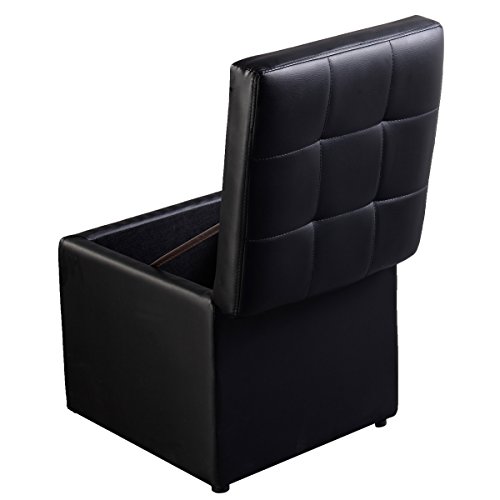 COSTWAY Sitzhocker mit Stauraum Sitzwürfel Sitzbox Sitzbank Aufbewahrungsbox Ottomane Polsterhocker Farbwahl PU-Leder 40x40x40cm (Schwarz)