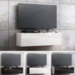 TV Lowboard Hängeboard Board Schrank mit Hochglanz 105 cm Länge (korpus matt weiß + front weiß hochglanz)