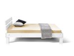 PUMBA Massivholzbett Holzbett Doppelbett Bett Futonbett Fichtenbett Einzelbett mit geteiltem Kopfteil, Made in Germany, 140x200 cm, weiss