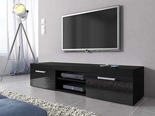 TV Möbel Lowboard Schrank Ständer Mambo schwarz matt/schwarz Hochglanz 160 cm