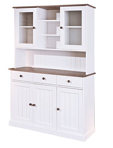 esidra Bentonville Anrichte 5 Türen und 3 Schubladen, Holz, Weiß, 131 x 45 x 181 cm