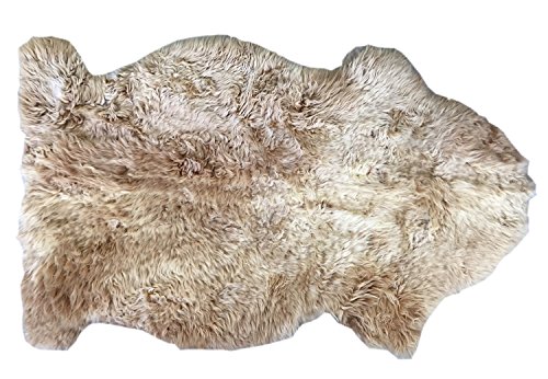 Schaffell Teppich MILCHKAFFEE Naturbunt ungefärbt naturbelassen hellbraun ocker Dekofell Lammfell Länge 80 / 90 cm