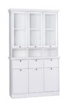 Landhaus Buffet Ina mit Glastüraufsatz (B/H/T: 120 x 200 x 40), weiß, Möbelgriffe antik