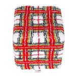 Homescapes Tartan Schottenmuster Stoff Sitzhocker rot grau weiß Fußhocker Sitzwürfel mit getuftetem Baumwoll Bezug