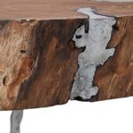 Relaxdays Couchtisch Holz mit Akazien Baumscheibe , runder Massivholztisch für Wohnzimmer, HxBxT 47,5 x 80 x 60cm, natur