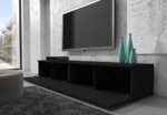 TV Möbel Lowboard Schrank Ständer Boston Korpus Schwarz/Front schwarz hochglanz 200 cm