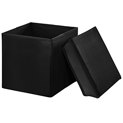 [en.casa] Faltbarer Sitzhocker (30 x 30 x 30 cm)(schwarz) zugleich Aufbewahrungsbox - Größe (M)