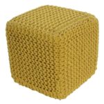 Homescapes Sitzhocker Sitzwürfel gelb 35 x 35 x 35 cm, Sitzkissen Strick Pouf Fußhocker, grob gestrickter Bezug aus 100% Baumwolle, Füllung aus 100% Polystyrol
