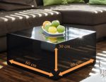 Couch-Tisch schwarz Hochglanz quadratisch aus MDF 60x60cm quadratisch | Kuba | Moderner Wohnzimmer-Tisch in schlichtem Design 60cm x 60cm