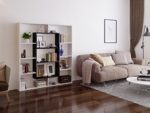 VENUS Bücherregal - Standregal - Büroregal - Raumteiler für Wohnzimmer / Büro in modernem Design (Weiß / Schwarz)