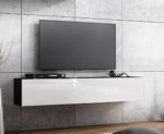 TV Lowboard Hängeboard HOCHGLANZ Board Schrank Tisch 160cm (korpus matt schwarz+front weiß hochglanz)