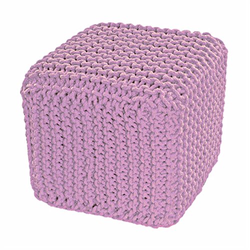 Homescapes Sitzhocker Sitzwürfel rosa 35 x 35 x 35 cm, Sitzkissen Strick Pouf, grob gestrickter Bezug 100% Baumwolle, Füllung 100% Polystyrol