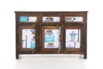 CLP exklusives Sideboard VINOSA aus massivem recyceltem Teakholz, 3 Schubladen & 3 Türen, 120 x 45 cm, Höhe 78 cm Bunt