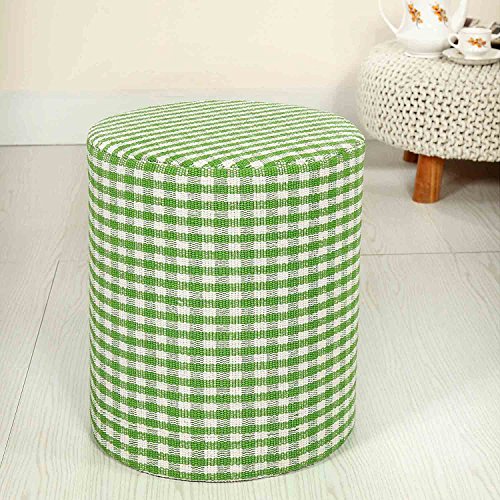 Homescapes Design Sitzhocker Fußhocker rund Karomuster Gingham Bauernkaro grün weiß Homescapes Design Sitzhocker Fußhocker rund Karomuster Gingham Bauernkaro grün weiß
