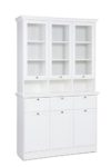 Landhaus Buffet Ina mit Glastüraufsatz (B/H/T: 120 x 200 x 40), weiß, Möbelgriffe antik