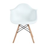 2 x Esszimmerstühle mit Armlehne, Ajie Retro Designerstuhl mit Lehne & 4 Holz Beinen Design Essstuhl - 51x62x82cm ,weiß