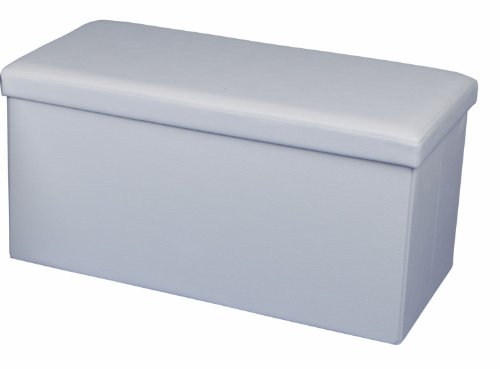 Echtwerk EW-SB-0480 Sitzbank, Seatbox, faltbar, circa 76 x 38 x 38 cm Kunstleder, Aufbewahrungsbox, weiß