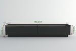 TV Lowboard Hängeboard Tisch Board Schrank mit Hochglanz 180 cm Länge weiß (korpus hochglanz schwarz + schwarz hochglanz front)