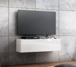 TV Lowboard Hängeboard Board Schrank mit Hochglanz 105 cm Länge (korpus matt weiß + front weiß hochglanz)