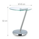 Relaxdays Kaffeetisch Glas u. Chrom, Runder Beistelltisch f. Kaffee Tee, Ablage f. Garten Hxbxt: 52 x 45 x 45 cm Edge, Metall, Silber, 45 x 45 x 52 cm